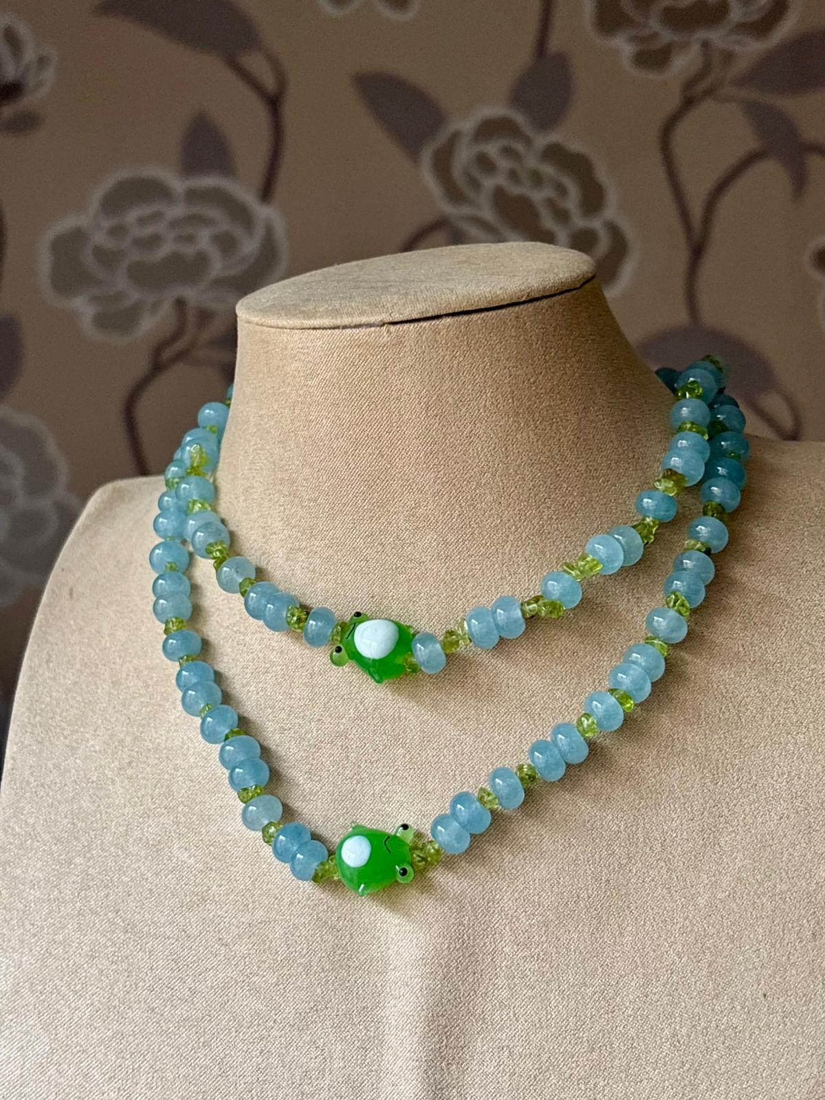 Collar Rana Cristal Azul