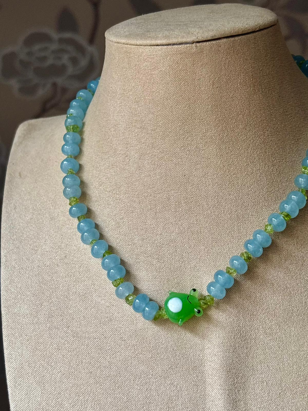 Collar Rana Cristal Azul