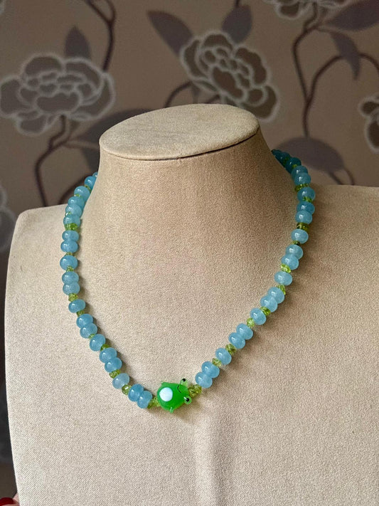 Collar Rana Cristal Azul